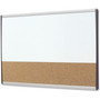Quartet ARC Frame Cubicle Board, Combo Dry Erase/Cork Bulletin, 30" x 18", Tan/White Surface, Satin Aluminum Frame