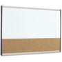 Quartet ARC Frame Cubicle Board, Combo Dry Erase/Cork Bulletin, 30" x 18", Tan/White Surface, Satin Aluminum Frame