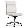 Alera Neratoli Mid-Back Slim Profile Chair, Faux Leather, Up to 275 lb, 18.3" to 21.85" Seat Height, White Seat/Back, Chrome