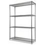 Alera Wire Shelving Starter Kit, Four-Shelf, 48w x 18d x 72h, Black Anthracite