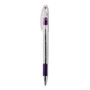 Pentel R.S.V.P. Ballpoint Pen, Stick, Fine 0.7 mm, Violet Ink, Clear/Violet Barrel, Dozen