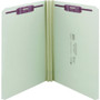 Smead Recycled Pressboard Fastener Folders, Straight Tabs, Two SafeSHIELD Fasteners, 2" Expansion, Legal Size, Gray-Green, 25/Box