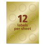 Avery Round Labels, Inkjet Printers, 2" dia, Gold, 12/Sheet, 8 Sheets/Pack