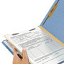 Smead Top Tab Classification Folders, Four SafeSHIELD Fasteners, 2" Expansion, 1 Divider, Letter Size, Blue Exterior, 10/Box