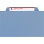 Smead Top Tab Classification Folders, Four SafeSHIELD Fasteners, 2" Expansion, 1 Divider, Letter Size, Blue Exterior, 10/Box