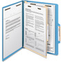 Smead Top Tab Classification Folders, Four SafeSHIELD Fasteners, 2" Expansion, 1 Divider, Letter Size, Blue Exterior, 10/Box