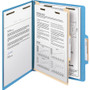 Smead Top Tab Classification Folders, Four SafeSHIELD Fasteners, 2" Expansion, 1 Divider, Letter Size, Blue Exterior, 10/Box