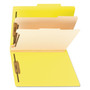 Smead Top Tab Classification Folders, Six SafeSHIELD Fasteners, 2" Expansion, 2 Dividers, Letter Size, Yellow Exterior, 10/Box