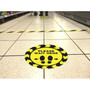Avery Social Distancing Floor Decals, 10.5" dia, Please Wait Here, Yellow/Black Face, Black Graphics, 5/Pack