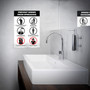 Avery Preprinted Surface Safe Wall Decals, 7 x 10, Prevent Germs from Spreading, White/Black Face, Black Graphics, 5/Pack