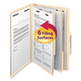 Smead Six-Section Top Tab Classification Folders, 2" Expansion, 2 Dividers, 6 Fasteners, Legal Size, Manila, 10/Box