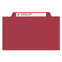 Smead Top Tab Classification Folders, Four SafeSHIELD Fasteners, 2" Expansion, 1 Divider, Letter Size, Red Exterior, 10/Box