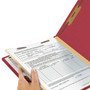 Smead Top Tab Classification Folders, Four SafeSHIELD Fasteners, 2" Expansion, 1 Divider, Letter Size, Red Exterior, 10/Box