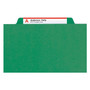 Smead 6-Section Pressboard Top Tab Pocket Classification Folders, 6 SafeSHIELD Fasteners, 2 Dividers, Legal Size, Green, 10/Box