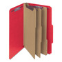 Smead Eight-Section Pressboard Top Tab Classification Folders, 8 SafeSHIELD Fasteners, 3 Dividers, Legal Size, Bright Red, 10/Box