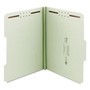 Smead Recycled Pressboard Fastener Folders, 1" Expansion, 2 Fasteners, Legal Size, Gray-Green Exterior, 25/Box
