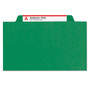 Smead 6-Section Pressboard Top Tab Pocket Classification Folders, 6 SafeSHIELD Fasteners, 2 Dividers, Letter Size, Green, 10/Box
