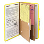Smead 6-Section Pressboard Top Tab Pocket Classification Folders, 6 SafeSHIELD Fasteners, 2 Dividers, Legal Size, Yellow, 10/Box