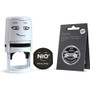 NIO Stamp with Voucher and Fancy Gray Ink Pad, Self-Inking, 1.56" Diameter (COS071509) View Product Image