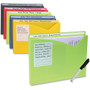 C-Line Full Tab Cut Letter File Jacket - 8 1/2" x 11" - 225 Sheets Capacity - 1" Expansion - 1" Fastener Capacity - Lime Green, Amber Orange, Steel Blue, Raspberry Red, Charcoal Gray