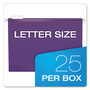 Pendaflex Colored Reinforced Hanging Folders, Letter Size, 1/5-Cut Tabs, Violet, 25/Box