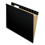 Pendaflex Essentials 1/5 Tab Cut Letter Recycled Hanging Folder - 8 1/2" x 11" - Black - 100% Recycled