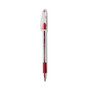 Pentel R.S.V.P. Ballpoint Pen, Stick, Fine 0.7 mm, Red Ink, Clear/Red Barrel, Dozen