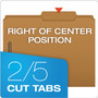 Pendaflex Kraft Fastener Folders, 2/5-Cut Tabs, 2 Fasteners, Letter Size, Kraft Exterior, 50/Box