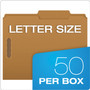Pendaflex Kraft Fastener Folders, 2/5-Cut Tabs, 2 Fasteners, Letter Size, Kraft Exterior, 50/Box
