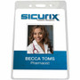 SICURIX Badge Holder - Vertical - 3.9" Height x 3.6" Width - Vinyl - Clear - Sturdy, Transparent Design
