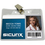 SICURIX Badge Holder - Horizontal - 2.5" Height x 3.5" Width - Vinyl - Clear - Sturdy, Transparent Design