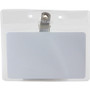 SICURIX Badge Holder - Horizontal - 2.5" Height x 3.5" Width - Vinyl - Clear - Sturdy, Transparent Design