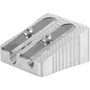 Baumgartens Pencil Sharpener Dual Hole SILVER (MR-2110) - Handheld - 2 Hole(s) - 0.6" Height x 0.9" Width - Metal - Silver