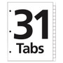 Office Essentials Table 'n Tabs Dividers, 31-Tab, 1 to 31, 11 x 8.5, White, Assorted Tabs, 1 Set