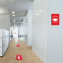 Avery Preprinted Surface Safe Wall Decals, 7 x 10, Mask Required Beyond This Point, Red Face, White Graphics, 5/Pack