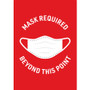 Avery Preprinted Surface Safe Wall Decals, 7 x 10, Mask Required Beyond This Point, Red Face, White Graphics, 5/Pack