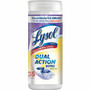 Lysol Dual Action Wipes - For Multi Surface - Citrus Scent - Recommended For: Stain Remover - White/Purple - 35/Tub - (RAC81143)