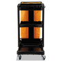 Rubbermaid Commercial Multi-Shelf Cleaning Cart, Plastic, 4 Shelves, 1 Bin, 20" x 45" x 38.25", Black