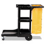 Rubbermaid Commercial Multi-Shelf Cleaning Cart, Plastic, 4 Shelves, 1 Bin, 20" x 45" x 38.25", Black (RCP617388BK) View Product Image
