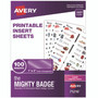 Avery The Mighty Badge Name Badge Inserts, 1 x 3, Clear, Laser, 20/Sheet, 5 Sheets/Pack