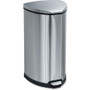 Safco Hands-free Step-on Stainless Receptacle - 10 gal Capacity - 27" Height x 14" Width x 14" Depth - Stainless Steel - Stainless Steel