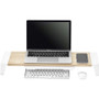 Bostitch Wooden Monitor Stand with Wireless Charging Pad, 9.8" x 26.77" x 4.13", White
