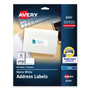 Avery Vibrant Inkjet Color-Print Labels w/ Sure Feed, 1 x 2.63, Matte White, 600/PK