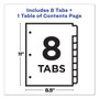 Avery Customizable TOC Ready Index Black and White Dividers, 8-Tab, 1 to 8, 11 x 8.5, 1 Set