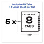 Avery Print and Apply Index Maker Clear Label Dividers, Extra Wide Tabs, 8-Tab, 11.25 x 9.25, White, 5 Sets