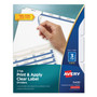 Avery Print and Apply Index Maker Clear Label Dividers, 3-Tab, White Tabs, 11 x 8.5, White, 5 Sets