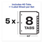 Avery Print and Apply Index Maker Clear Label Plastic Dividers w/Printable Label Strip, 8-Tab, 11 x 8.5, Frosted Clear Tabs, 5 Sets
