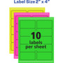 Avery High-Visibility Permanent Laser ID Labels, 2 x 4, Neon Assorted, 1000/Box