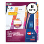 Avery Customizable TOC Ready Index Multicolor Tab Dividers, 5-Tab, 1 to 5, 11 x 8.5, White, Traditional Color Tabs, 6 Sets