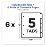 Avery Customizable TOC Ready Index Multicolor Tab Dividers, 5-Tab, 1 to 5, 11 x 8.5, White, Traditional Color Tabs, 6 Sets